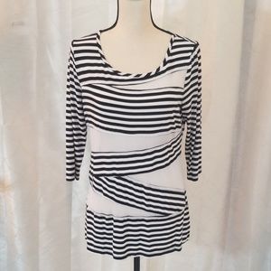Lynn Ritchie Top Black White Stripe Sz Large